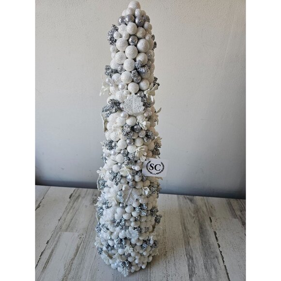 Sc Salzburg creations 24" silver tree glitter white centerpiece large new - Picture 1 of 9